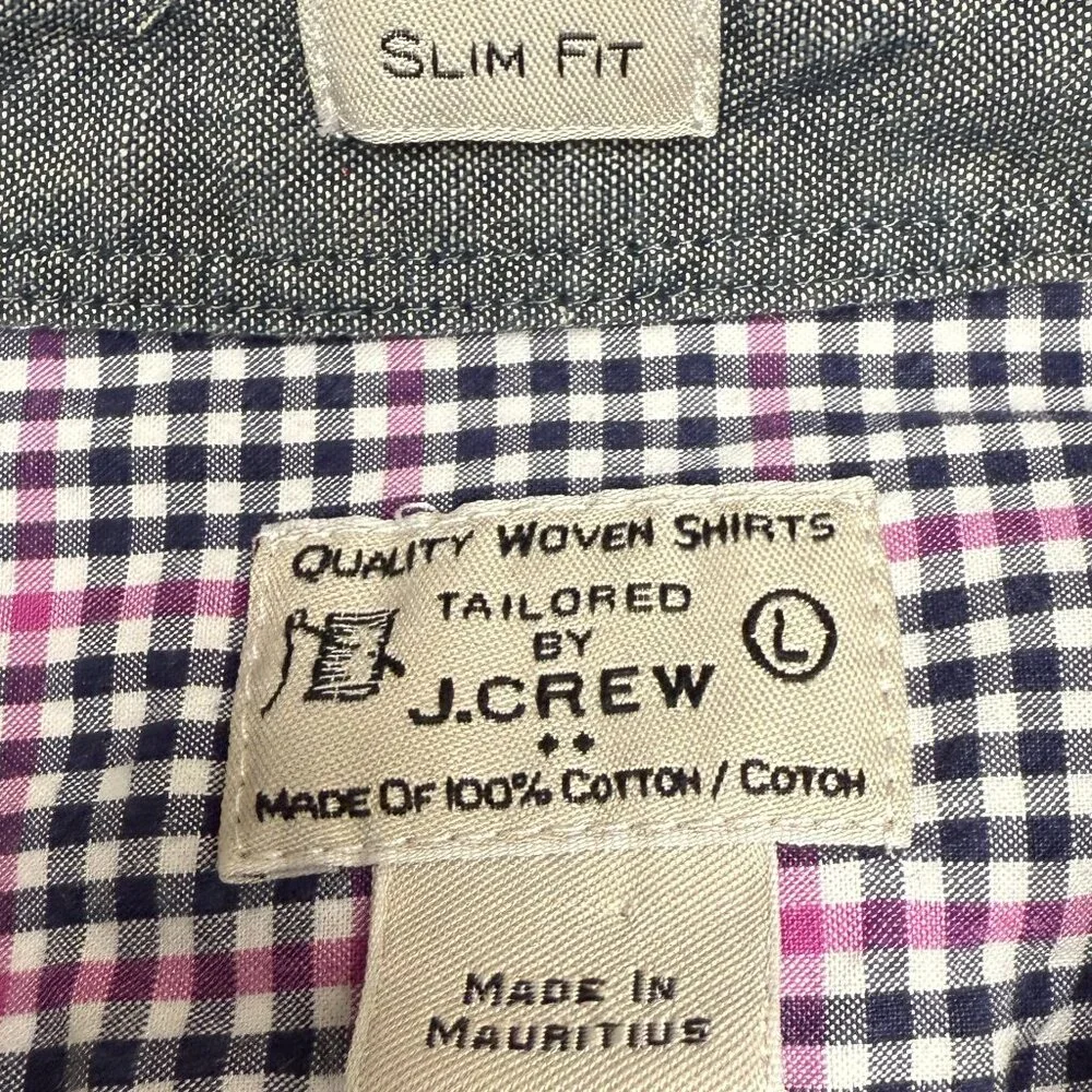 J. CREW Men's Slim Fit Woven Checkered Button-Down‎ Shirt | Size L